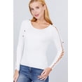 thumbnail image 3 of Long Sleeve W/strappy Detail Round Neck Rib Sweater Top, 3 of 5