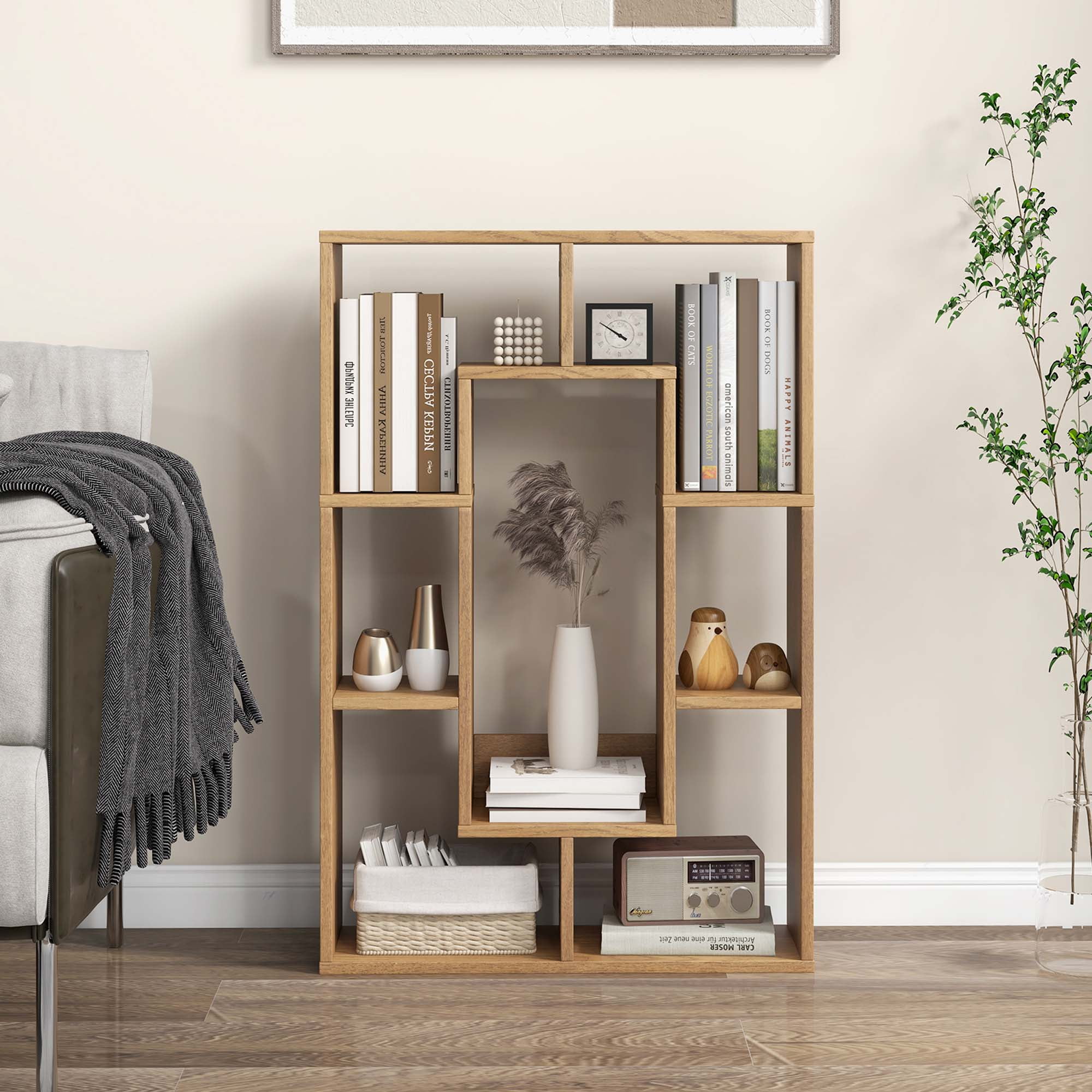 Costway 7-Cube Geometric Bookshelf with Anti-Toppling Device