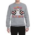 thumbnail image 2 of Wild Bobby Hippie Halloween Ghost Bats Stars Halloween Pink Orange Purple Halloween Halloween Unisex Crewneck Sweatshirt, Heather Grey, Small, 2 of 6