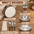 Tmess Kit 4 Person Set Stainless Steel Camping Mess Kit with Carrying Bag ...