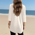 thumbnail image 4 of Wutalume Womens Tops with 3/4 Sleeve, Solid Color V-Neck Tunic with Pockets, Mid-Length Top for Minimalist and Everyday Outfits,Beige 3XL, 4 of 7