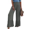thumbnail image 1 of VISgogo, pantalones informales salvajes a la moda para mujer, pantalones de salón de pierna ancha elásticos de cintura alta de Color sólido, pantalones holgados de playa de verano VISgogo moda, 1 of 5