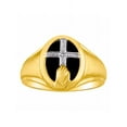 thumbnail image 1 of RYLOS Unisex Rings Yellow Gold Plated Silver Religious Cross Prayer Ring With Diamonds & Black Onyx Designer Jewelry Size 9, 1 of 6