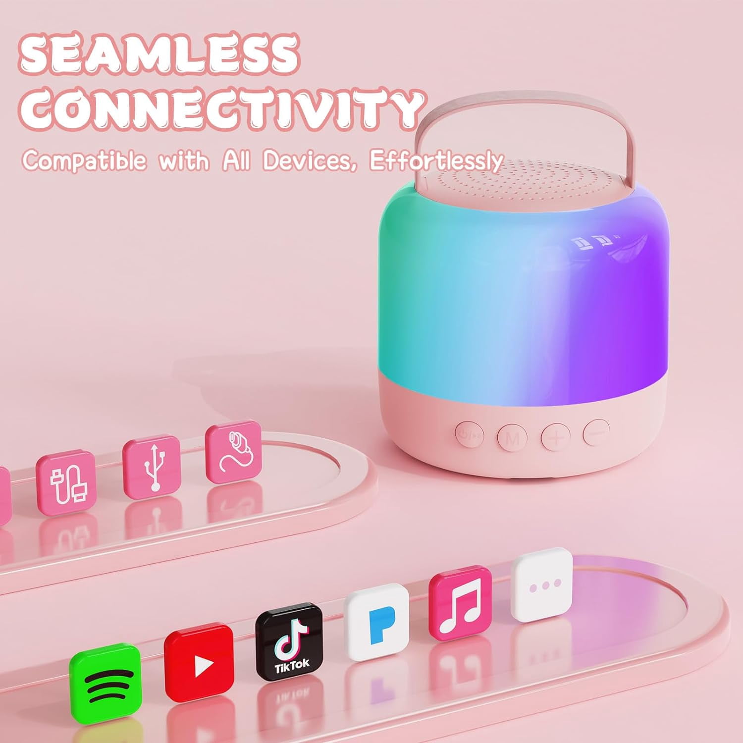 Mini Karaoke Machine for Kids Adults, Portable Bluetooth Speaker with 2 Wireless Microphones and LED Lights, Karaoke Toys Gifts for Girls Boys 4, 5, 6, 7, 8, 9,10,12+ Years Christmas Birthday Party