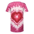 thumbnail image 4 of VKOYWKM Womens Valentine's Day Shirts Trendy Tie Dye Heart Print Hide Belly T-Shirts Short Sleeve Button V Neck Henley Shirt Pleated Empire Waist Tunic Tops, 4 of 5