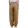 thumbnail image 2 of Women's Plus Size High Waisted Wide Leg Pants Casual Cotton Linen Feel Palazzo Trousers, 2 of 4
