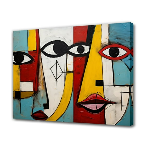 abstract artwork features overlapping facial silhouettes Poster Decorative Painting Canvas Wall Art Living Room Posters Bedroom Painting,Frame-style,08x12inch(20x30cm)