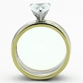 thumbnail image 3 of Womens Rings Three ToneÂ IP Gold & IP Rose Gold & High Polished) Stainless Steel Ring with AAA Grade CZ in Clear TK1274, 3 of 4