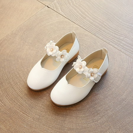 

Toyella 2021 spring and autumn new style children s single shoes soft bottom flowers girls shoes big children s princess shoes baby shoes White 32