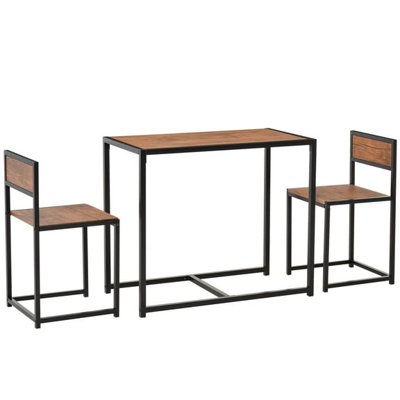 ZOPan Industrial 3pc Dining Table 2 Chair Set for Small Space Dining Room Kitchen