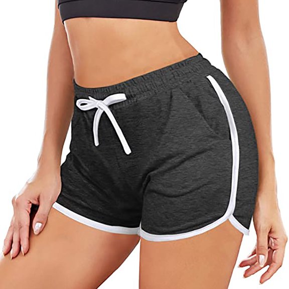 IROINNID Women's Casual Drawstring Casual Yoga Shorts Elastic Waist 2-Pack