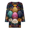 thumbnail image 6 of KDDYLITQ Women Easter Shirts Crew Neck 3/4 Sleeve Bunny Egg Hunt Print Tees Carrots Loose Pullover Polka Dot Eggs Casual Fashion Blouse Black XL, 6 of 6