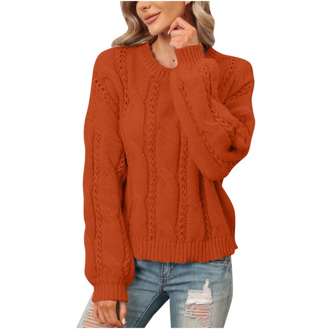 Suéter informal de manga larga con cuello redondo para mujer de otoño e invierno Fridja hjk1651
