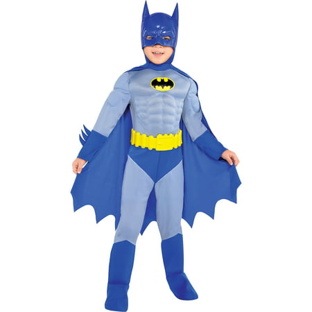 Costumes USA The Brave and the Bold Classic Batman Muscle Costume for Boys, Includes a Jumpsuit and a Mask