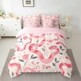 thumbnail image 2 of Manfei Kawaii Pink Snake Twin Bedding Sets 7-Piece for Kid, Cartoon Flower Floral Bedding Comforter Set, Boho Hippie Animal Reversible Sheet Sets, Luxury Bedroom Decor, 2 of 7