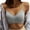 Grey, variant on Women's V Neck Cami Bra Top Sleeveless Padded Bralette Layering Grey L