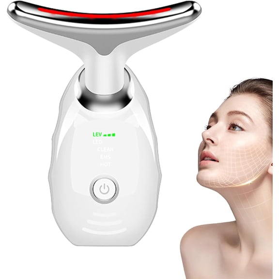 Neck Face Beauty Device，3-in-1 Facial & Neck Massager Tool for Wrinkles, Double Chin, Vibrating Facial Massager with Thermals for Skin Care, Gifts for Women Men ﻿