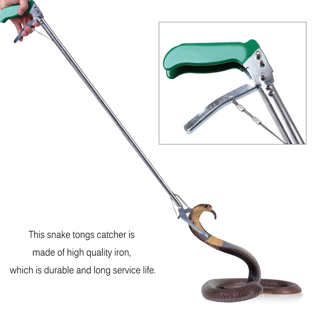 100cm Self-lock Anti-ski Handle Snake Tongs Stick Grabber Reptile Rattle Catcher Zigzag Wide Jaw Pick-up Handling Tool by LESHP