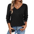 thumbnail image 4 of Sweaters for Women V Neck Casual Knit Long Sleeve Tops 2026 Fall Lightweight Pullover Sweaters, 2XL, 4 of 4