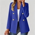 thumbnail image 2 of UDAUDU Women's Business Casual Blazer Double Breasted Long Sleeve Slim Fit Office Suit Jackets Work Outfits Royal Blue L, 2 of 7