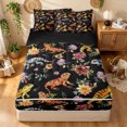 thumbnail image 2 of Manfei Forest Lizard Zipper Twin Comforter Sets with Fitted Sheet and 2 Pillowcases, Bohemian Garden Floral Zipper Bedding Set, Black Brown, Black Reversible, 4-Piece, 2 of 7