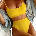 thumbnail image 4 of UTTOASFAY Women'sSwimsuit Women'sBikini Set Swimsuit Two Piece Filled Soild Swimwear Beachwear Yellow L, 4 of 7