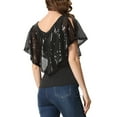 thumbnail image 3 of INSPIRE CHIC Women's Sequin Overlay Tops V Neck Sparkly Overlay Top Blouse M Black, 3 of 6