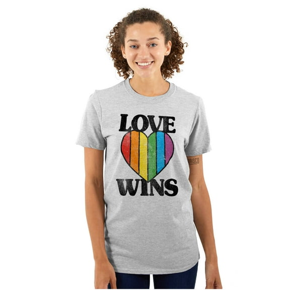 Vintage Love Wins Pride Rainbow Heart Women's Plus Size Graphic Tee Brisco Brands 2X