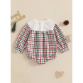 thumbnail image 5 of ZINTAOZT Newborn Baby Girls Christmas Clothes Plaid Bubble Romper Long Sleeve Smocked Jumpsuit One Piece Bodysuit Outfit, 5 of 8