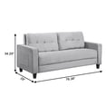 thumbnail image 5 of Alma 77 Inch Velvet Upholstered Sofa, Track Arms, Button Tufted Light Gray- Saltoro Sherpi, 5 of 5