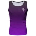 thumbnail image 2 of Tank Tops Men Stretchy Scrub Short Men Tunic Shirts Athletic Shirt Short Sleeve Neck Tops for Men's Vest Exercise Swimming Beach Shirt Sleeveless Gradient Fitness Gym Fitness Training Purple L, 2 of 3