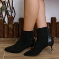 thumbnail image 2 of Womens Winter Boots, Fashionable Casual, Pointed Toe, Solid Color, Back Zipper, Low Heel Ankle Boots, 2 of 9
