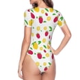 thumbnail image 4 of Naloa Strawberry and Lemon Women's Short-Sleeved Onesie, One-Piece Swimsuit for Parties, dates, clubs - Large, 4 of 9