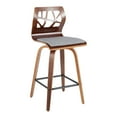 thumbnail image 2 of Folia Mid-Century Modern Counter Stools in Walnut with Upholstered Seat (Set of 2), 2 of 7