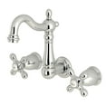 thumbnail image 4 of Kingston Brass  Heritage Two-Handle 3-Hole Wall Mount Bathroom Faucet Brushed Brass Brushed, 4 of 5