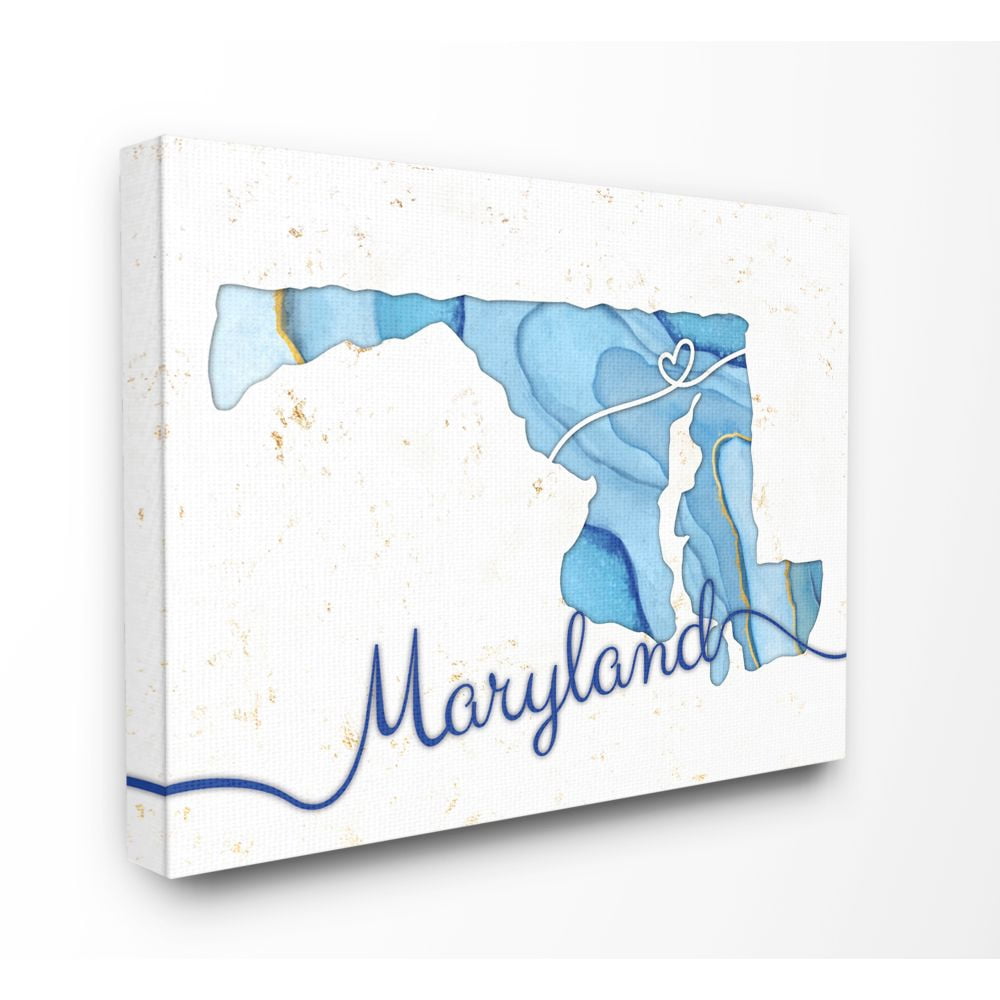 Stupell Industries Maryland Agate Blue US State Design Canvas Wall Art by Ziwei Li