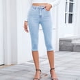 thumbnail image 6 of SBYOJLPB Womens Capris Denim with Pockets Tight High Waist Mid Length Trousers Jeans Pants, 6 of 7