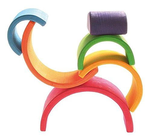 Elements of Nature: AIR 6-Piece Rainbow Nesting Wooden Blocks Stacker Mini Grimms Small