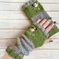 thumbnail image 3 of Dyfzdhu Warm Knit Women Gloves Gloves Outdoor Winter Plus Gloves Velvet Embroidere Gloves Green, 3 of 3