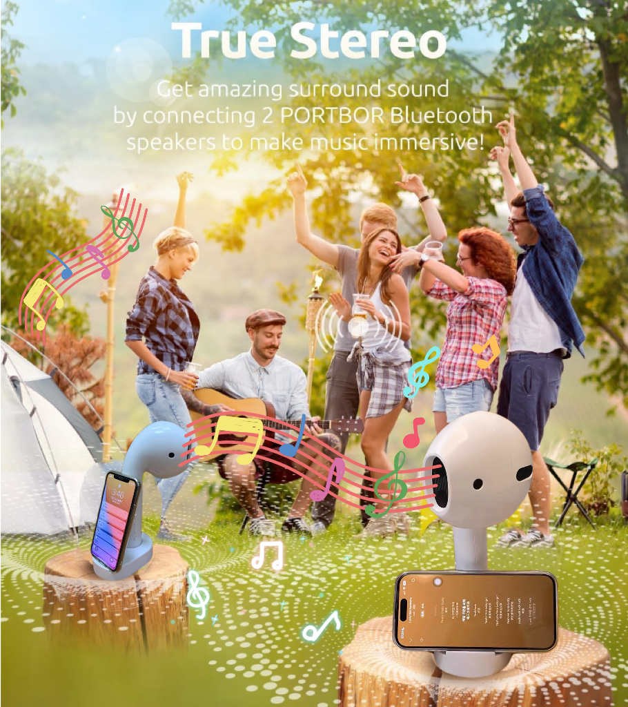 Bluetooth Speaker, Portable Wireless, Powerful Stereo, Suitable for Outdoor/Home/Travel/Beach/Shower, Electronics, Birthday Gift for Him/Her