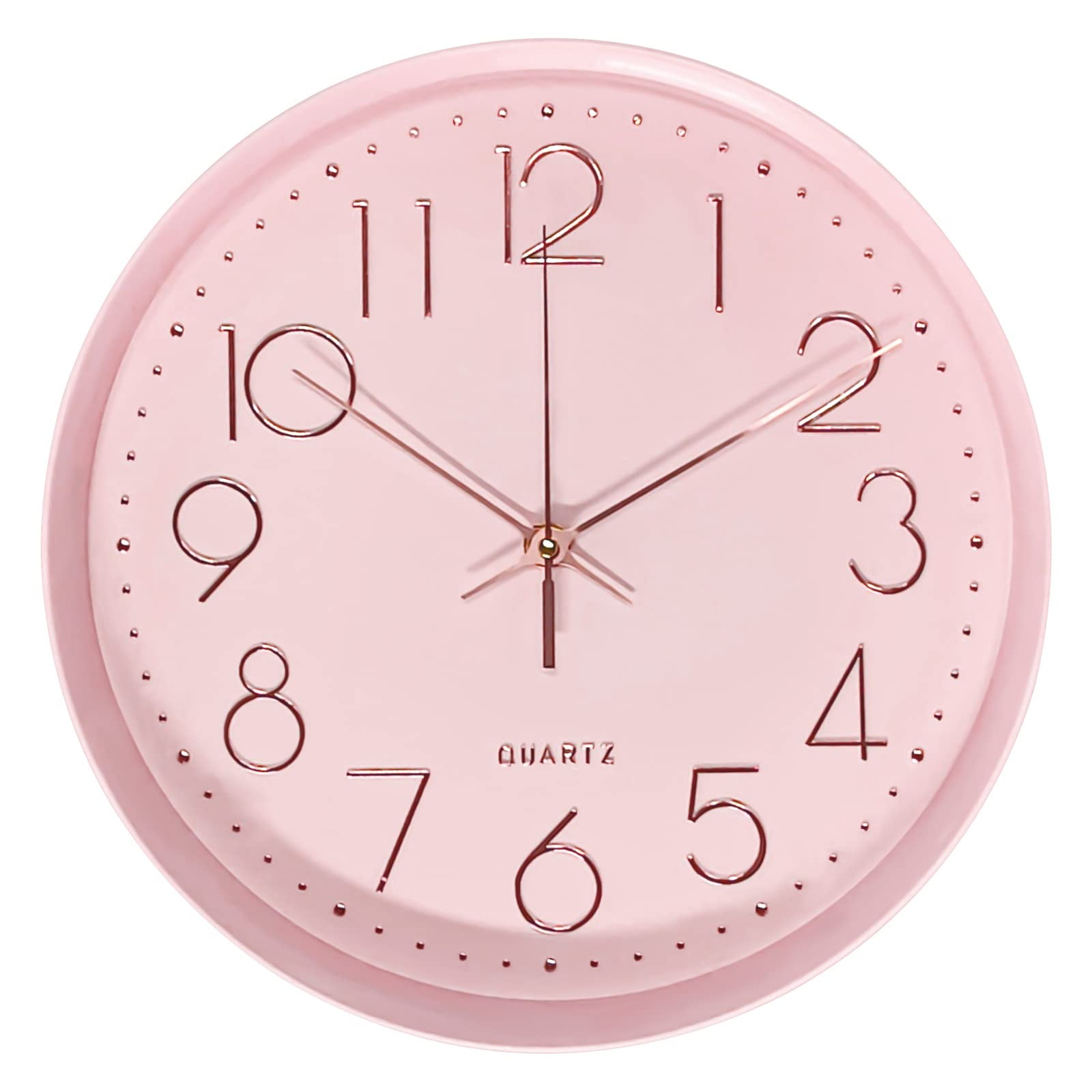 12 Inch Pink Silent Non-Ticking Analog Wall Clock, Battery Operated Cute Decorative Clock for School, Office, Classroom, Bedroom, Kitchen, Living Room, and Nursery Decor