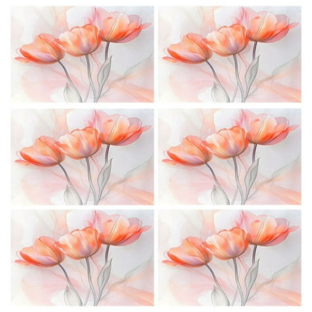 

Ryvnso Placemats Set of 6 Watercolor Tulips Flower Dining Mats Heat-Resistant Non-Slip Washable Table Mat