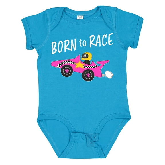 Inktastic Born to Race Pink Race Car Boys or Girls Baby Bodysuit