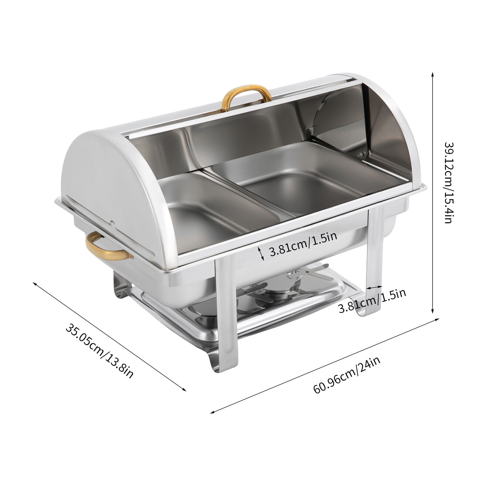 9L Rectangular Stainless Steel Double-Compartment Chafing Dish Buffet Warmer