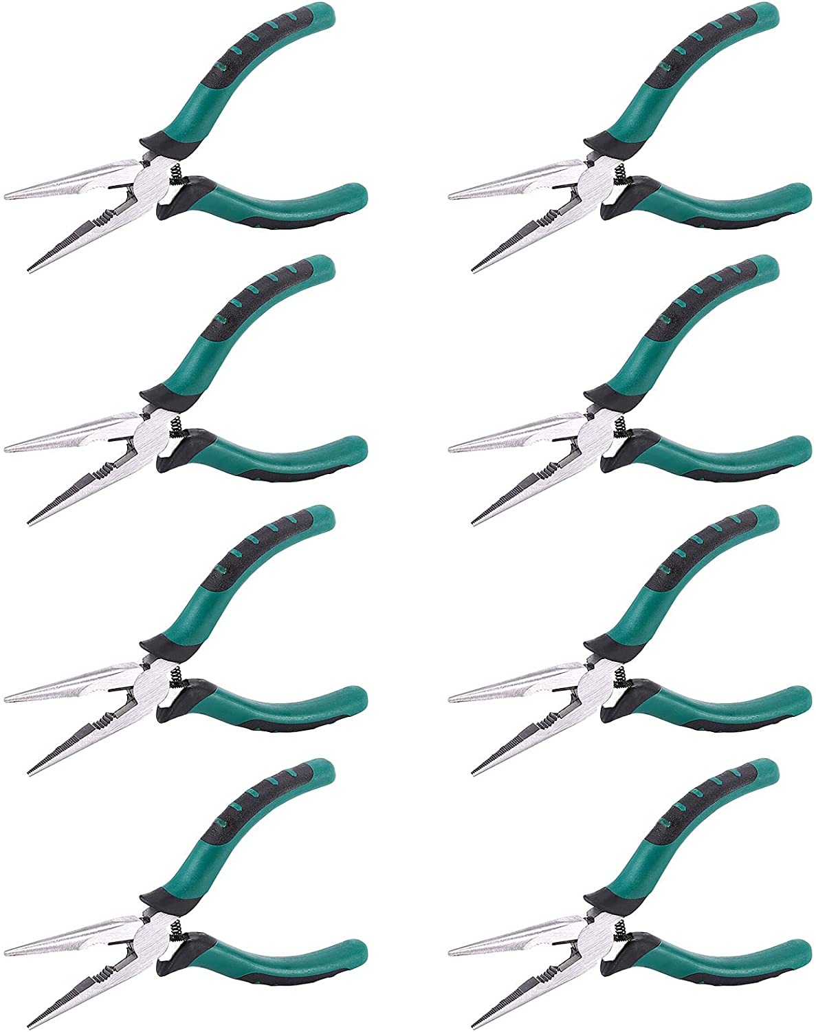 ZEONHAK 8 Pack 6 Inch Needle Nose Pliers, Side Cutting Long Nose Pliers
