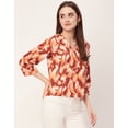 thumbnail image 3 of Moomaya Printed V-Neck Tops For Women, Quarter Sleeve Regular Fit Casual Tunic Top, 3 of 9