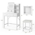 thumbnail image 4 of Vanity Desk, Lofka Vanity Mirror with Lights, Small Makeup Vanity Table with 3 Storage Shelves, 2 Drawers and Stool for Women Girls, White, 4 of 8