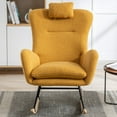 thumbnail image 2 of Nursery Rocking Chair, 35.5" Teddy Fabric Upholstered Glider Rocker with High Backrest, Modern Rocking Accent Chairs Comfy Side Chair for Nursery, Bedroom, Living Room,Yellow, 2 of 8