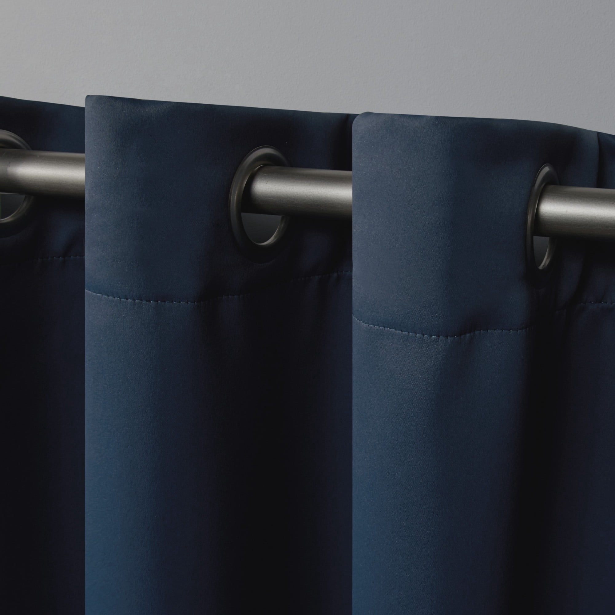 Exclusive Home Sateen Twill Woven Room Darkening Blackout Grommet Top Curtain Panel Pair, 52"x108", Vintage Indigo