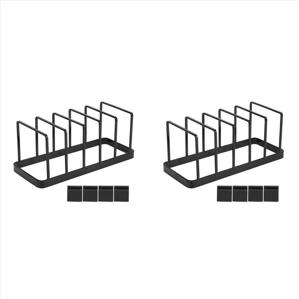 2X Organizador de Cocina Europeo para Platos, de Cortar, Recipientes Reutilizables para Hornear, y Tapas Estante de Soporte Negro